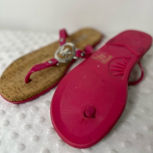MICHAEL MICHAEL KORS Michael Kors Pink And Silver Cork Flip Flops! - Picture 6 of 7
